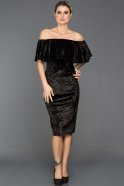 Short Black Velvet Evening Dress ES3687