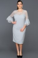 Short Grey Plus Size Evening Dress ABK081