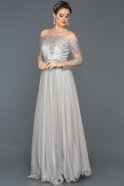 Long Grey Princess Evening Dress ABU019