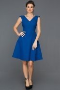 Short Sax Blue Prom Gown L8036