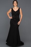 Long Black Plus Size Evening Dress ABU062