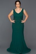 Long Emerald Green Plus Size Evening Dress ABU062