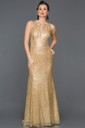 Long Gold Engagement Dress ABU481