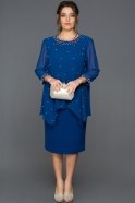 Sax Blue Plus Size Evening Dress ABK030