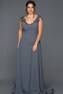 Long Grey Plus Size Evening Dress ABU124