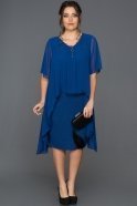 Short Sax Blue Plus Size Evening Dress ABK063