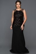 Long Black Plus Size Evening Dress ABU279