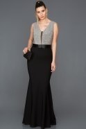 Long Black-Silver Mermaid Prom Dress ABU134
