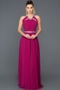 Long Cherry Colored Evening Dress ABU103