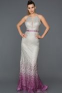 Long Silver-Plum Mermaid Prom Dress AB2623