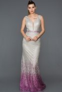 Long Silver-Plum Mermaid Prom Dress AB2624