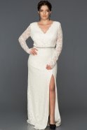 Long White Plus Size Evening Dress ABU016