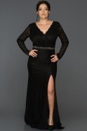 Long Black Plus Size Evening Dress ABU016