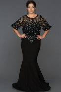 Long Black Plus Size Evening Dress ABU222