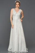 Long Silver Engagement Dress ABU316