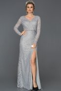 Long Grey Mermaid Prom Dress ABU016