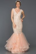 Long Salmon Mermaid Prom Dress AB307