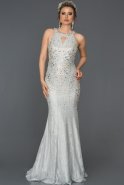 Long Silver Mermaid Prom Dress AB316
