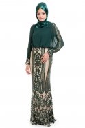Emerald Green Hijab Dress S4086