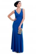 Long Sax Blue Evening Dress T2168