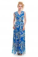 Long Sax Blue Evening Dress T2130