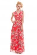 Long Coral Evening Dress T2130