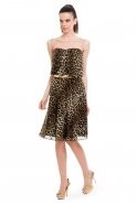 Short Brown-Leopard Evening Dress O4060