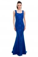 Long Sax Blue Evening Dress F1992