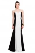 Long Black-White Evening Dress O4047