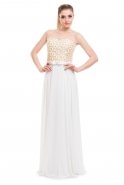 Long White-Gold Evening Dress O3897