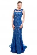 Long Sax Blue Evening Dress O1218