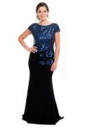 Black-Sax Blue Large Size Evening Dress AL7573PI