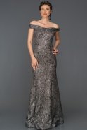 Long Black-Silver Engagement Dress ABU303