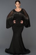 Long Black Plus Size Evening Dress ABU033