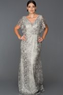 Long Grey Plus Size Evening Dress AB4371