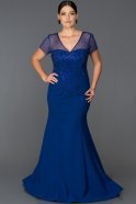 Long Sax Blue Oversized Mermaid Evening Dress ABU307