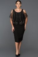 Short Black Plus Size Evening Dress ABK105