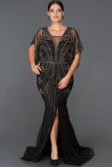 Long Black Plus Size Evening Dress ABU075