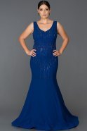 Long Sax Blue Plus Size Evening Dress ABU062