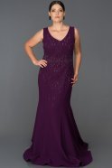 Long Purple Plus Size Evening Dress ABU062