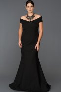 Long Black Oversized Evening Dress ABU077