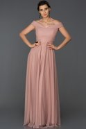 Rose Colored Long Evening Dress ABU020