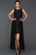 Front Short Back Long Black Prom Gown AB5067