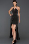 Front Short Back Long Black Prom Gown ABO006