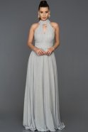 Long Silver Engagement Dress AB7587
