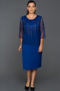 Short Sax Blue Plus Size Evening Dress ABK122