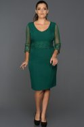 Short Emerald-Green Oversized Evening Dress ABK223