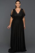 Long Black Plus Size Evening Dress ABU090