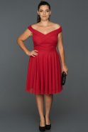 Short Red Plus Size Evening Dress ABK008