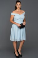 Short Blue Plus Size Evening Dress ABK008